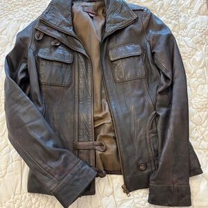 Danier Dark Brown Leather Military Jacket